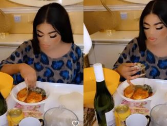 This is so dirty and unhygienic’ – Bobrisky slammed for using long nails to eat swallow in a restaurant