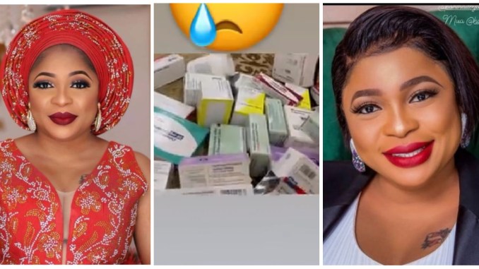 Actress, Kemi Afolabi Show The Number Of Drugs She Has Been Taking As Medication For Her Health