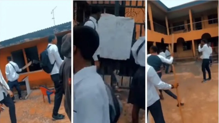 SS3 Students Destroy School Property After Principal Flee With Their WAEC Fees And Put Up The School For Sale