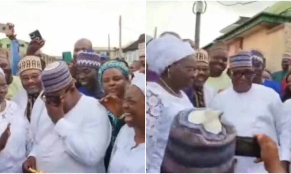 Adebayo Salami cries like a baby after birthday surprise from children,  neighbours 