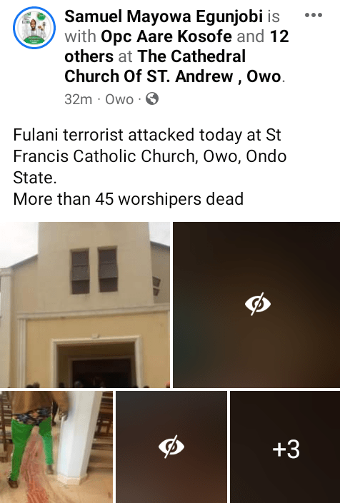 Black Sunday: Over 50 Worshippers Massacred In Catholic Church Attack In Ondo