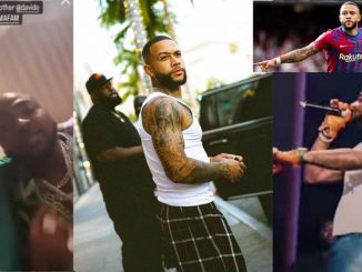 Barcelona star, Memphis Depay hangs out with Davido in Los Angeles