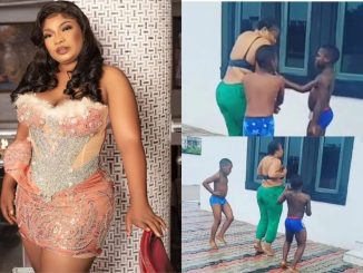 Laide Bakare ridiculed as she strips to her underwear for a fun time with her sons