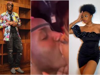 Reactions as an over excited female fan kisses singer, Ruger during his performance