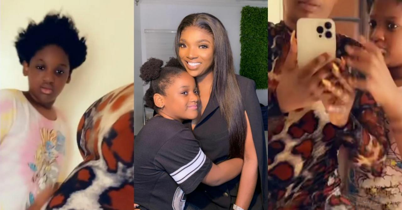 Annie Idibia Raises Pregnancy Assumption As Daughter, Olivia Queries The Actress About Her Tummy In New Video