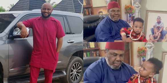 Reactions as Yul Edochie second wife’s son meet Pete Edochie