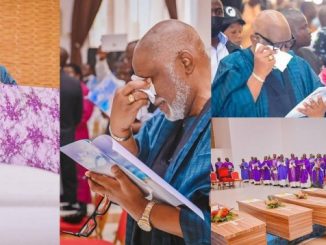 Governor Akeredolu weeps at funeral for slain victims